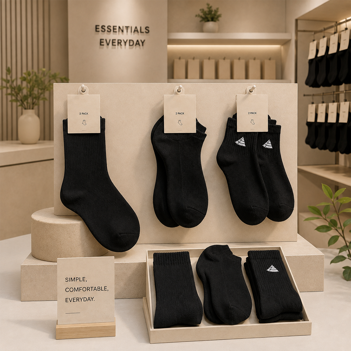 Starter 6 Pack Bundle - Egyptian Cotton White and Black Socks
